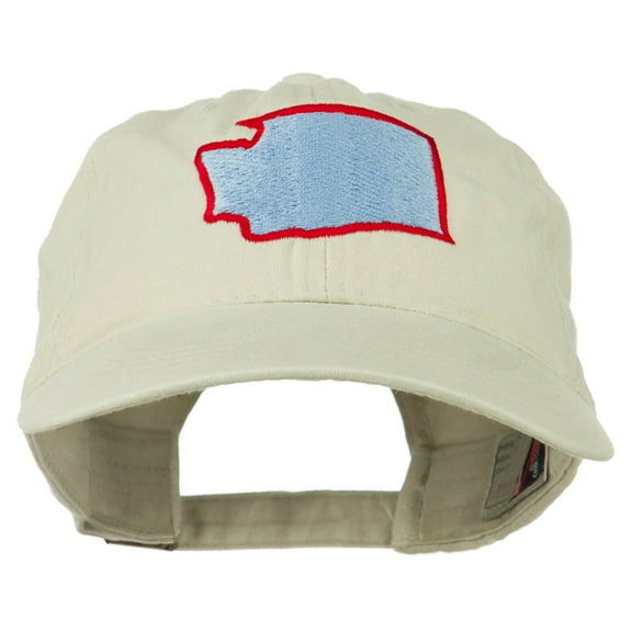 Washington State Map Embroidered Washed Cotton Cap - Stone OSFM