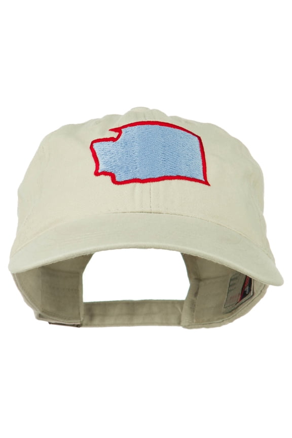 Washington State Map Embroidered Washed Cotton Cap - Stone OSFM