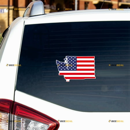 Washington State Map USA Flag Sticker Decal Vinyl - 2 Pack Reflective 4" - For Car Boat Laptop Cup