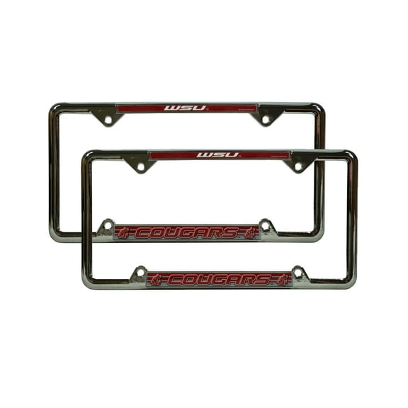 Washington-St-Cougar's Chrome (2) EZ View License Plate Frame Set