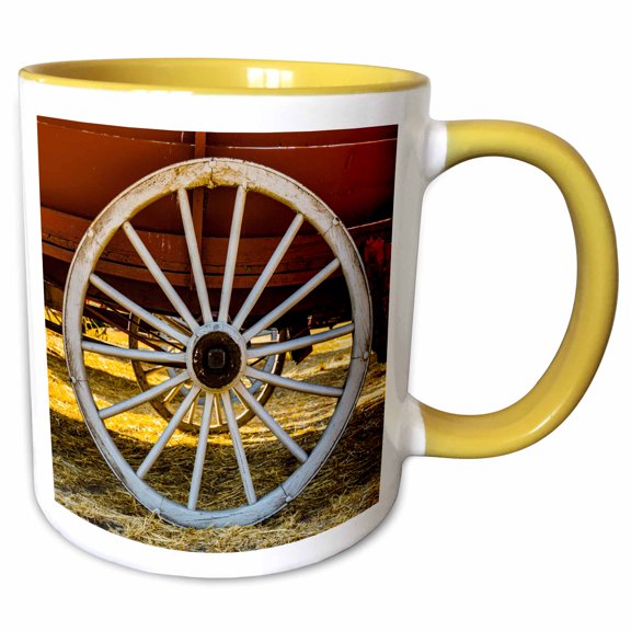 3drose, Washington State, Palouse. Old Wagon Wheels from Local Wheat Farms., 11oz Two-tone Yellow Mug