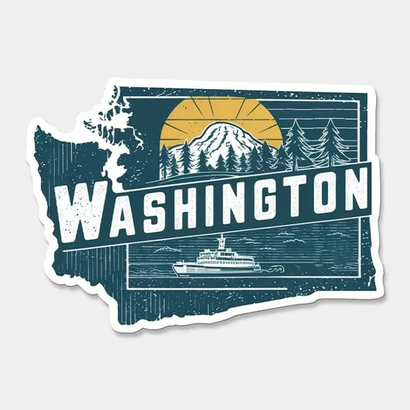 Washington State Printed Sticker Usa Wa United States Car Window Phone Decal Water Bottle Stickers Car Decals, Laptop Sticker