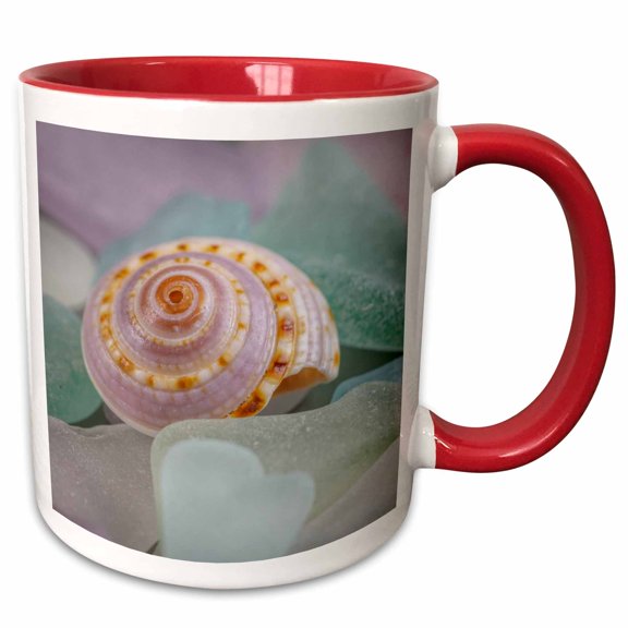 3drose, Washington State, Seabeck. Seashell and Beach Glass, 11oz Two-tone Red Mug