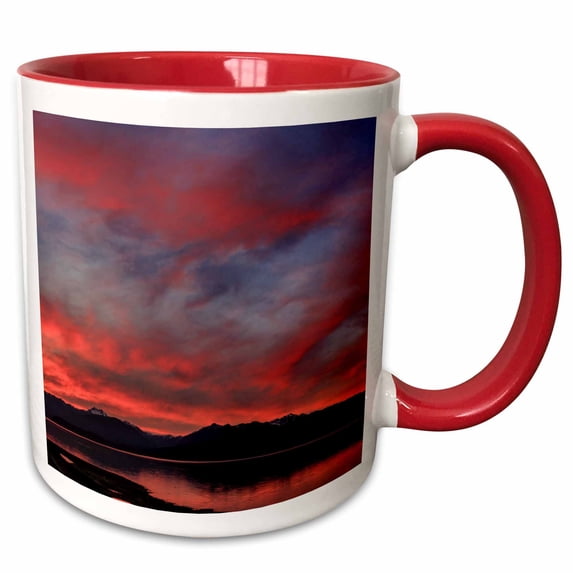 3drose, Washington State, Seabeck. Sunset. Olympic Mountains and Hood Canal 1, 11oz Two-tone Red Mug