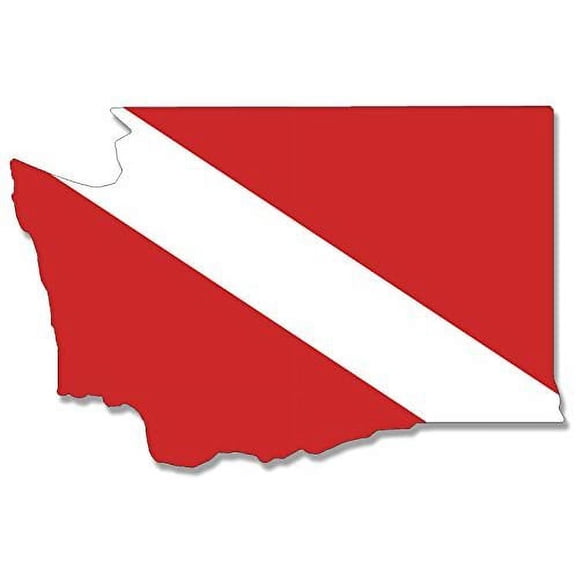 Washington State Shaped Scuba Dive Flag 3M Reflective sticker| diving diver