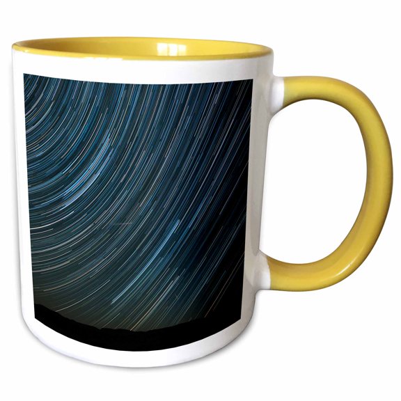 3drose, Washington State. Star Trails and Perseid Meteor Showers, 11oz Two-tone Yellow Mug