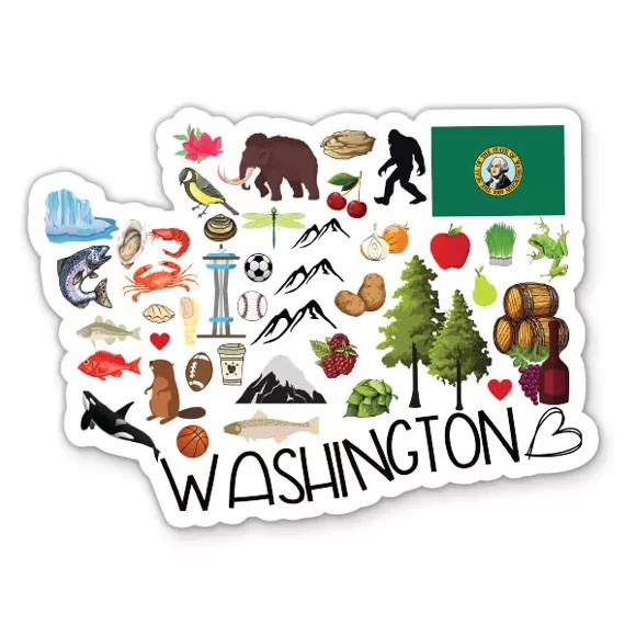 Washington State Travel Sticker Phone Decal Water Bottle Stickers Car Decals, Laptop Sticker