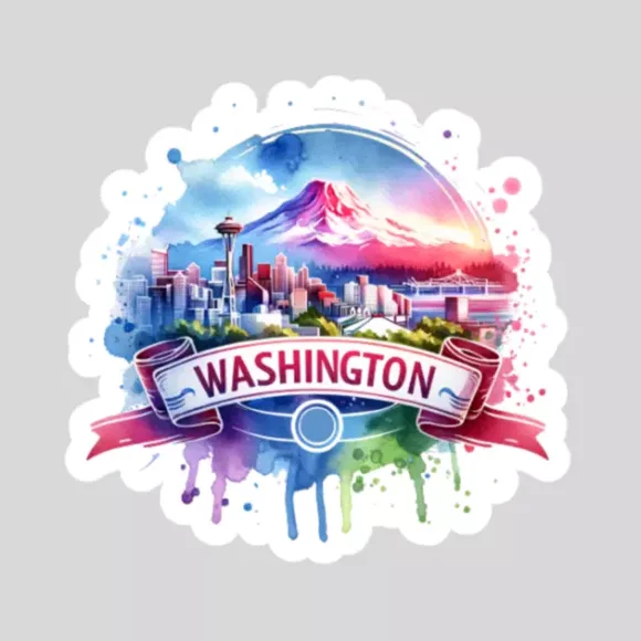Washington Sticker American Flag State Outline Novelty Laptop Sticker Phone Decal Water Bottle Stickers Car Decals