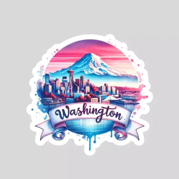 Washington Sticker American Flag State Outline Novelty Laptop Sticker Phone Decal Water Bottle Stickers Car Decals