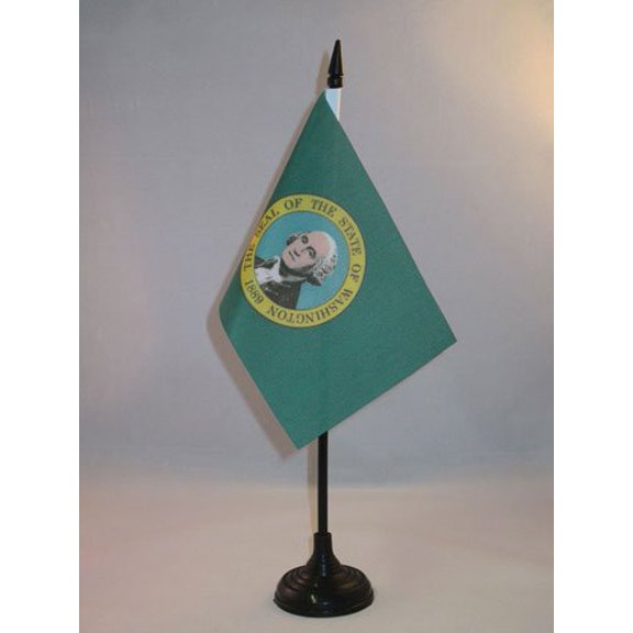 Washington Table Flag 4'' x 6'' plastic stick and base