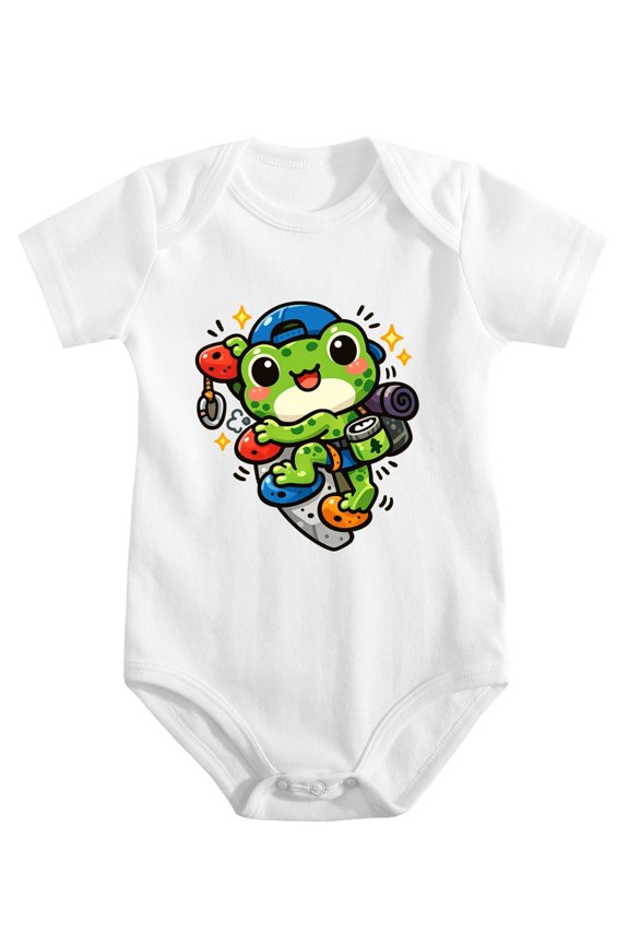 Washington Tree Frog Climbing Baby Bodysuit, 100% Cotton Short Sleeve Snap Romper, 0-12 Months