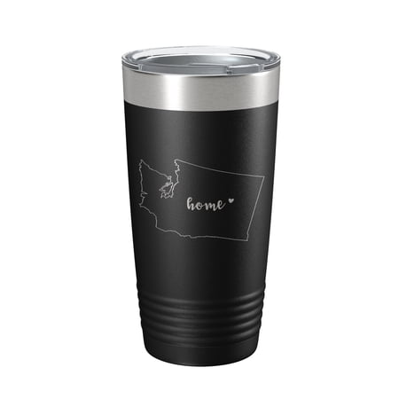 Washington Tumbler Home State Travel Mug Insulated Laser Engraved Map Coffee Cup 20 oz Black