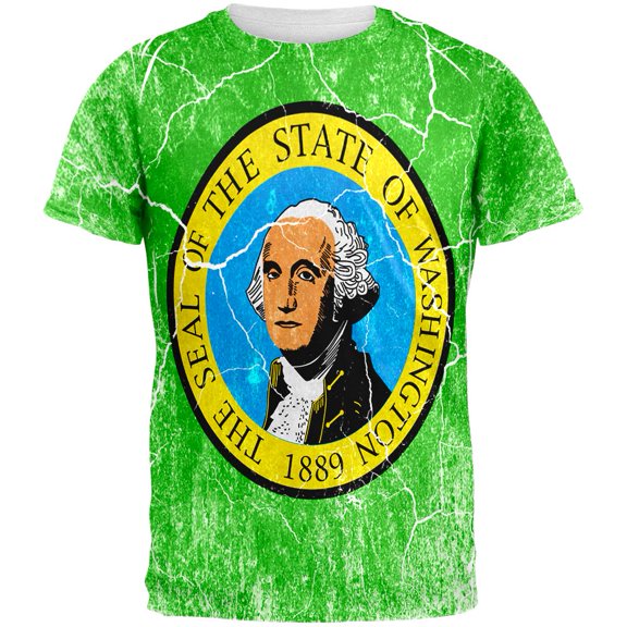 Washington Vintage Distressed State Flag All Over Mens T Shirt Multi 2XL