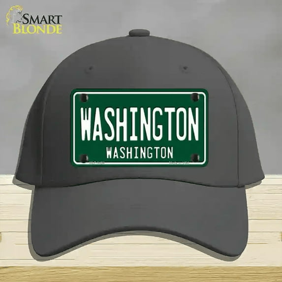 Washington Vintage Green Novelty License Plate Hat Cotton Charcoal