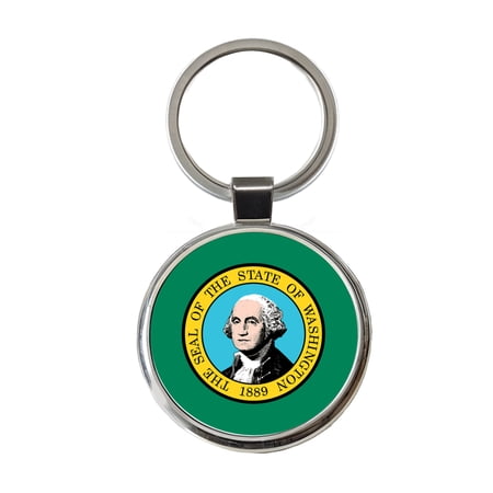 Washington WA State Flag Metal Round Keychain
