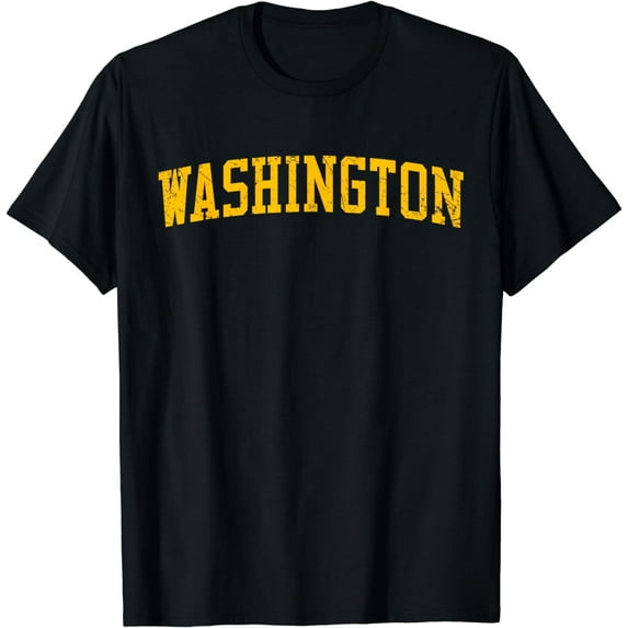 Washington WA Varsity Style Evergreen State Yellow Grunge T-Shirt