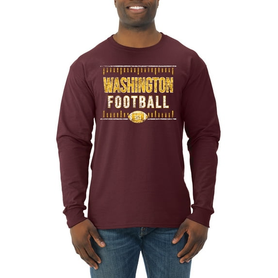 Washington WAS Hometown City Football Fan Pride Sports Mens Long Sleeve Shirt, Maroon, Large