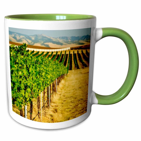 3drose, Washington, Walla Walla. Blue Mountains, Vineyard - Us48 Rdu0231 - Richard Duval, 11oz Two-tone Green Mug