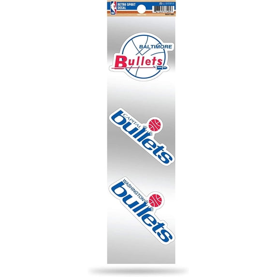 Washington Wizards 3-Piece Retro Spirit Decals, Team Color, Size of Individual Decals Will Vary