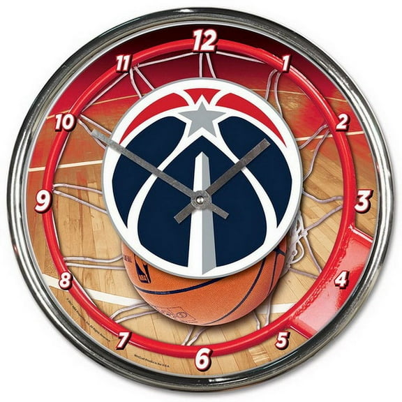 Washington Wizards Clock Round Wall Style Chrome Special Order