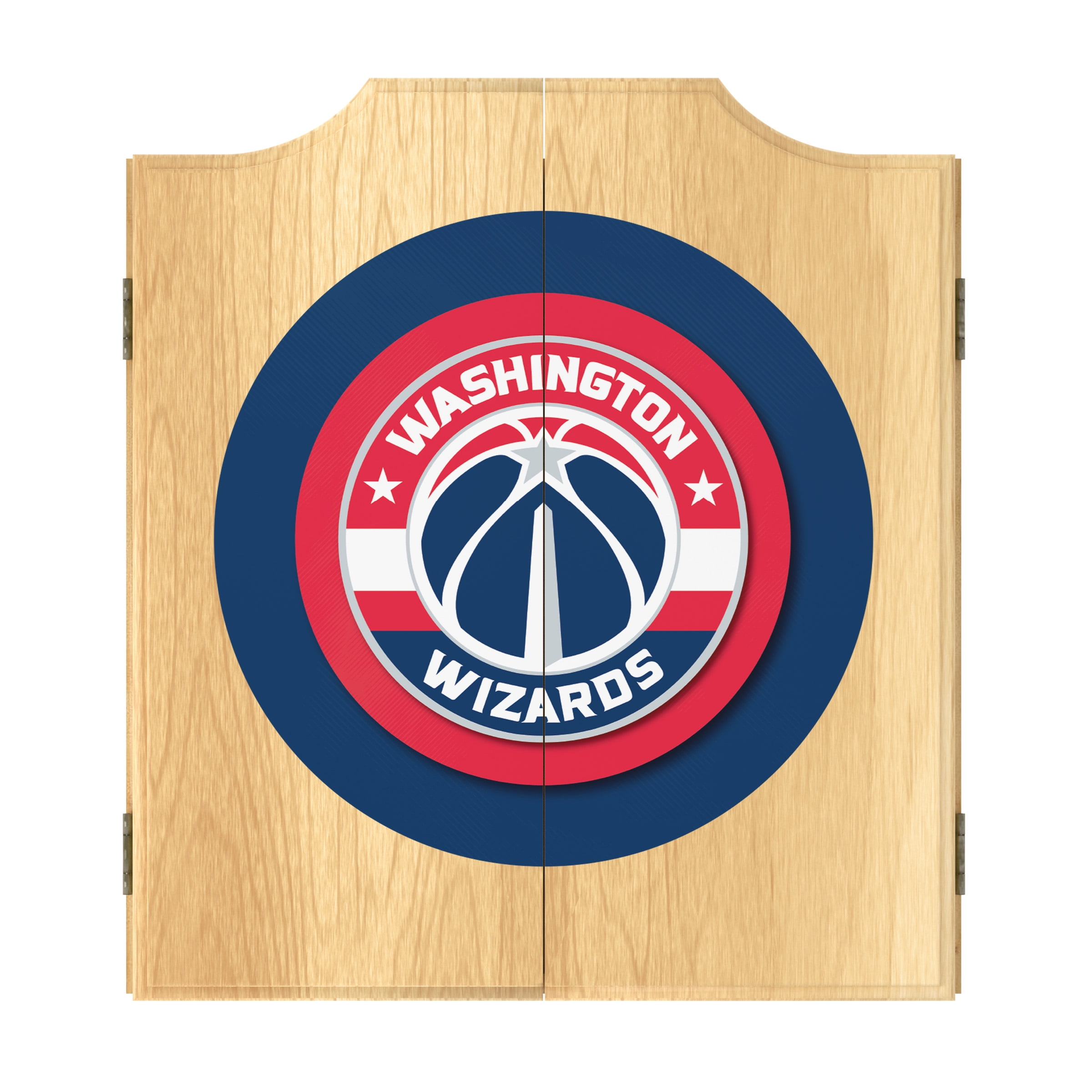 Washington Wizards Logo Dart Board Cabinet Set with 6 Steel Tip Darts