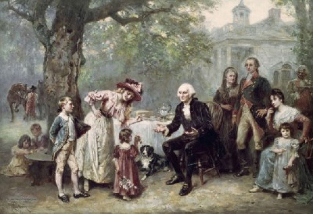 Washington and His Family Jean Leon Gerome Ferris (1863-1930 American) Canvas Art - Jean Leon Gerome (18 x 24)