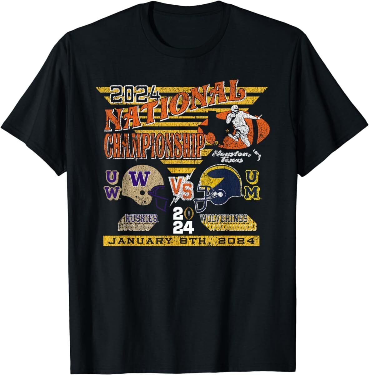 Washington v Michigan 2024 CFP National Championship Retro T Shirt Men