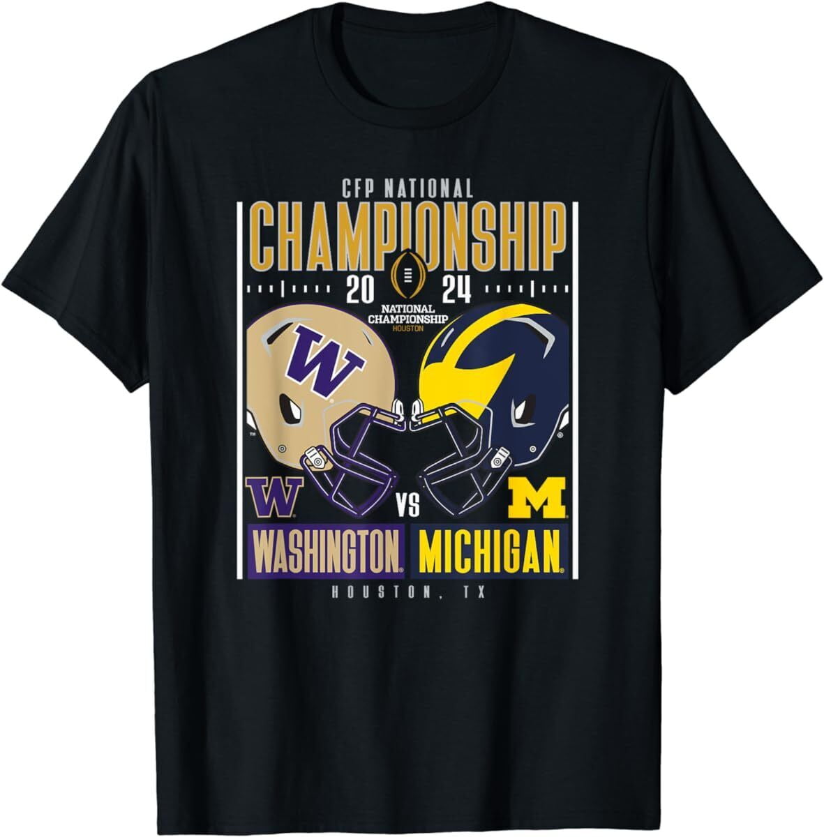 Washington vs Michigan 2024 CFP National Championship Helmet T Shirt