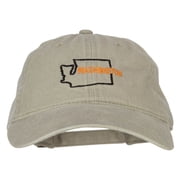 Washington with Map Outline Embroidered Washed Cotton Twill Cap - Stone OSFM