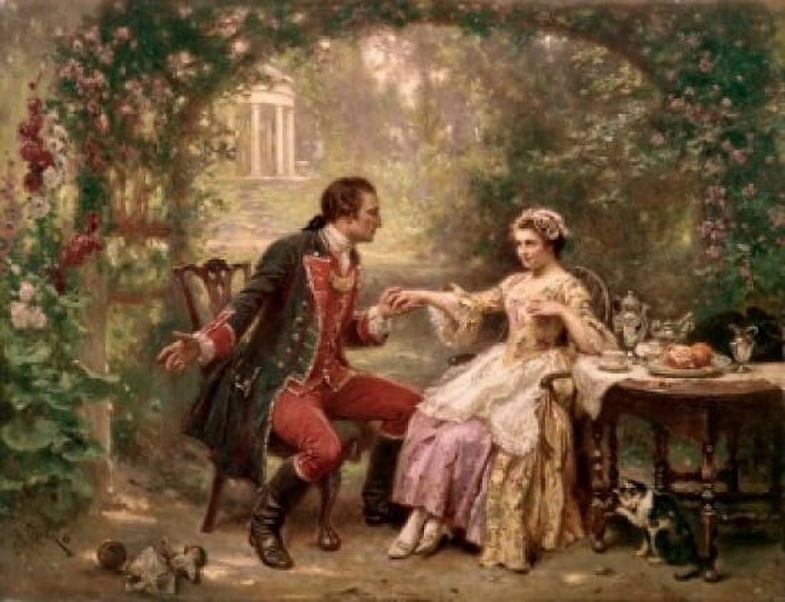 Washingtons Courtship Jean Leon Gerome Ferris (1836-1930 American) Canvas Art - Jean Leon Gerome (18 x 24)