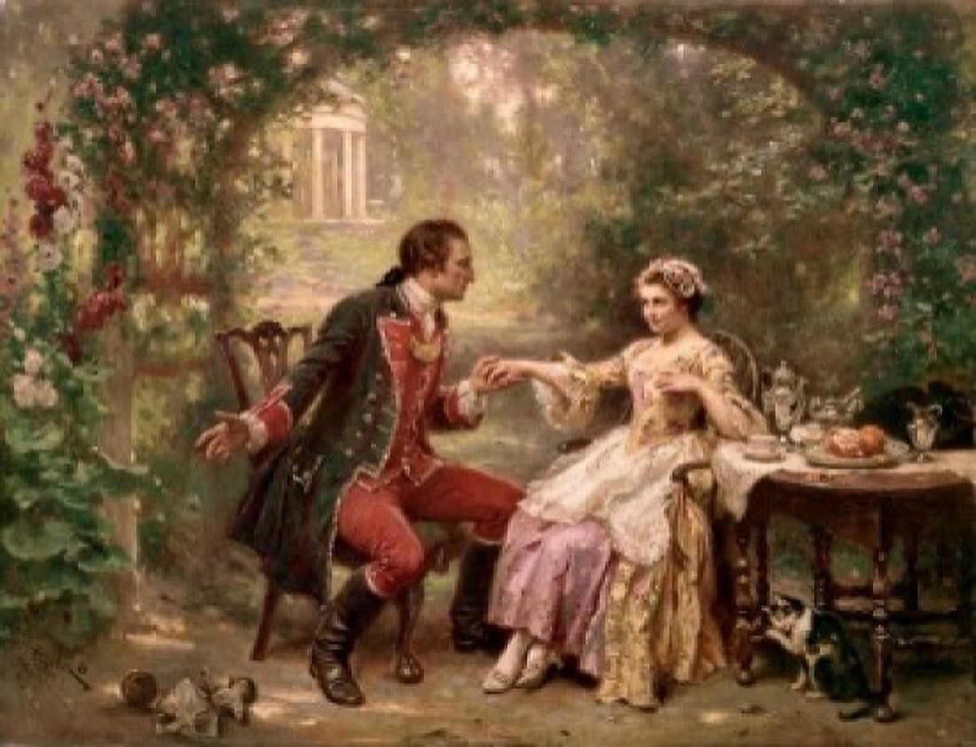 Washingtons Courtship Jean Leon Gerome Ferris (1836-1930 American) Canvas Art - Jean Leon Gerome (24 x 36)
