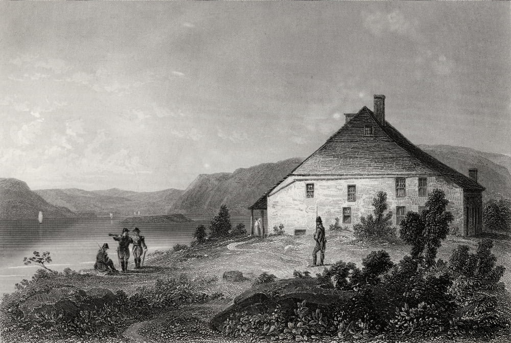 Washingtons Headquarters Near Newburgh Usa George Washington 1732-1799 First President Of The United States Engraving From A 19Th Century Print Canvas Art - Ken Welsh Design Pics (17 x 12)