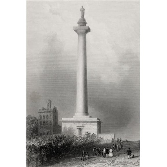 Washingtons Monument Baltimore USA George Washington 1732-1799 First President of The United States From A 19th Century Poster Print, 12 x 17