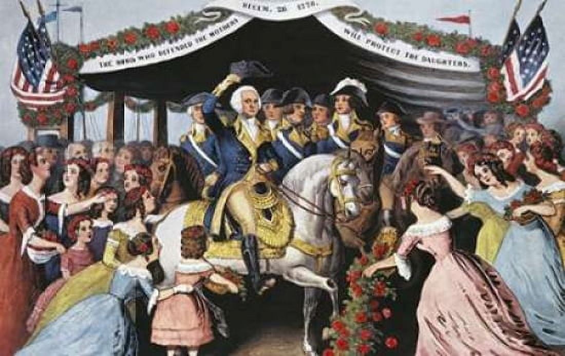 Washingtons Reception On The Bridge Trenton Canvas Art - Currier and Ives (24 x 36)
