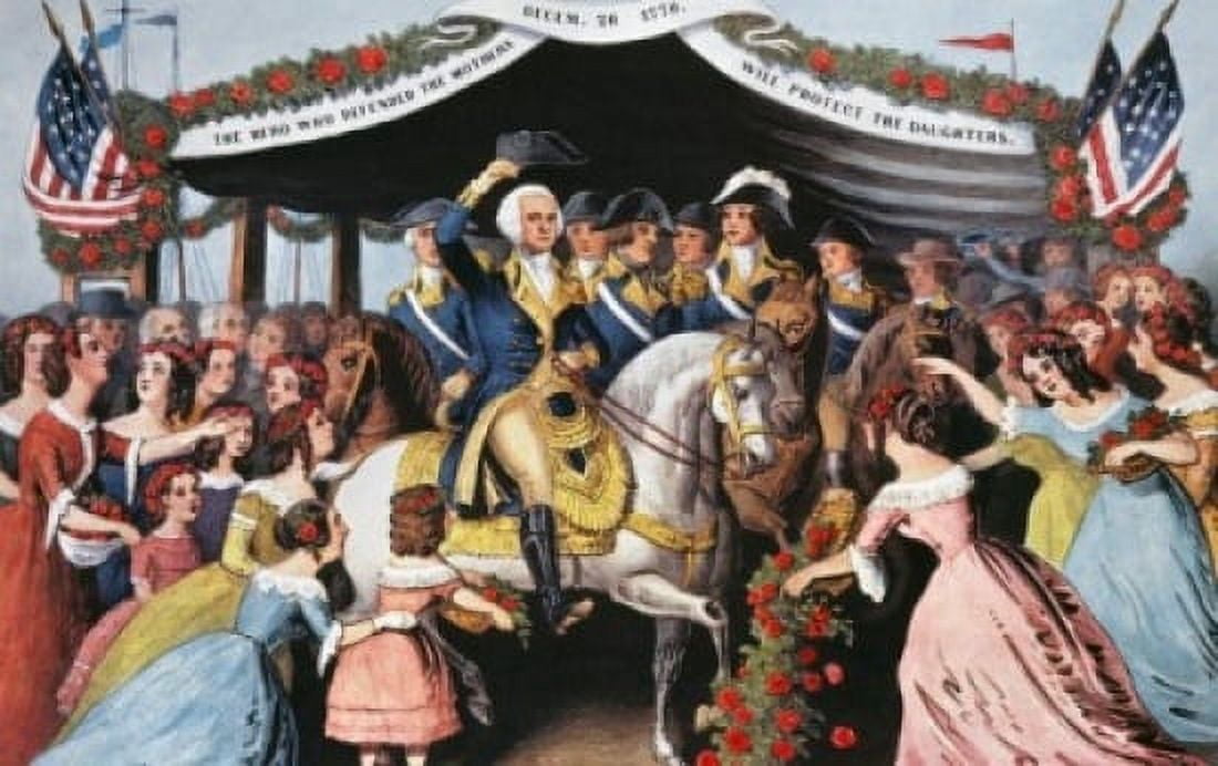 Washingtons Reception on the Bridge at Trenton Currier & Ives (1834-1907 American) Canvas Art - Currier & Ives (24 x 36)