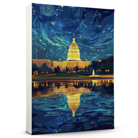 Washingtons Travel Starry Night Canvas Print, Washington dc Canvas Wall art, Washingtons Map Canvas, Washington dc Travel Art Picture Print -96AZ1442