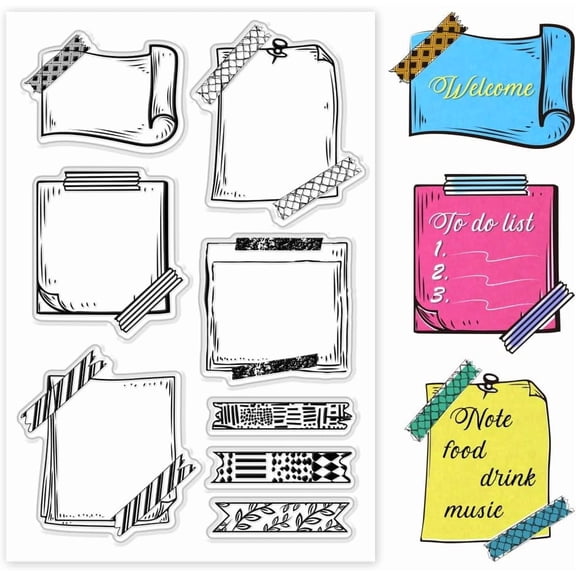 Washitape Label Frame Clear Rubber Stamp Clear Stamps Frame Stamps Paper Craft Stamp Washitape Clear Stamps Transparent Seal Stamps
