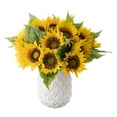 thumbnail image 1 of Washranp 10.63inch Artificial Large Sunflowers Flowers,Faux Silk Yellow Sunflower with Leaf Stems Bulk for Outdoor Wedding Bouquet Floral Arrangement, 1 of 6