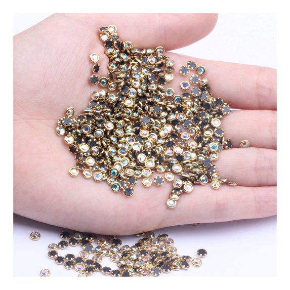 Washranp 100Pcs Metal Rhinestones Nails Beads,Glitter Half Round Nail Art Design DIY Crafts Jewelry Making Clothe Shoes Decoration
