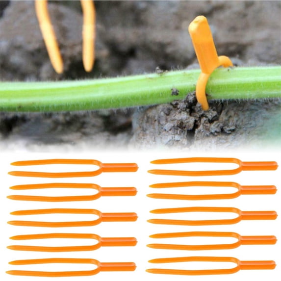 Washranp 100Pcs Plastic Plant Fixing Clips,Anti-winding Sharp Tip 2Forks Flower Strawberry Stolon Clamp Planting Tool