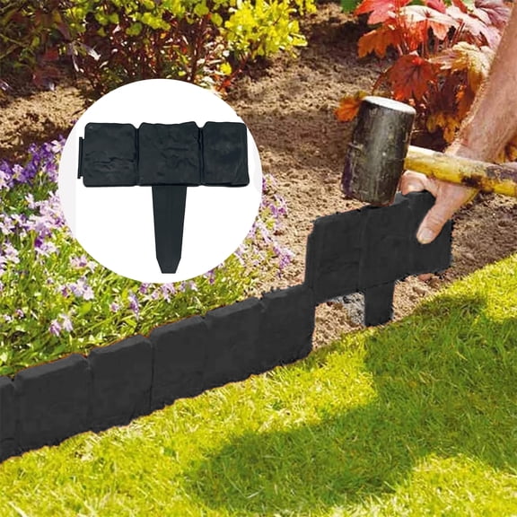 Washranp 10Pcs Garden Guardrail,Plastic Anti-deform Faux Stone Form Edgings Garden Fence Easy Installation for Yard Decorative Landscape Path Panels