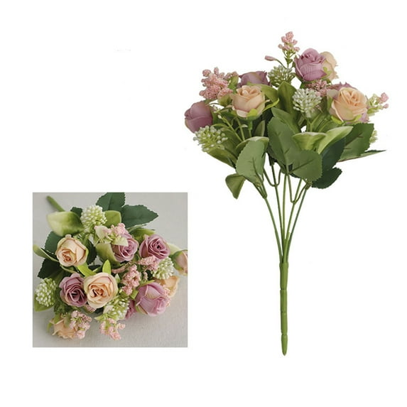 Washranp 15Heads Artificial Flowers Roses,Non-withering Faux Silk Flower with Stems for DIY Wedding Bouquets Centerpieces Arrangements Party Home Decorations