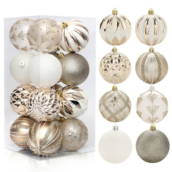 Washranp 16Pcs Christmas Balls Ornaments,3inch Colored Shatterproof Xmas Tree Balls Decoration Painting Glittering Hanging Ball Baubles