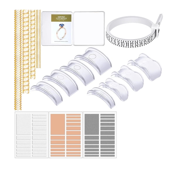 Washranp 17Pcs Ring Size Adjusters Set for Loose Rings,Invisible Ring Size Reducer Spacer Ring Resizer Plug-in Silicone Spirals Tightener  for Women and Men with Polishing Cloth