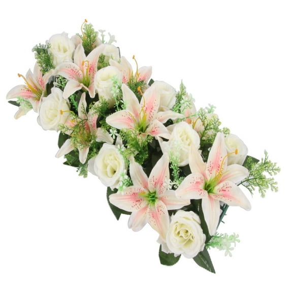 Washranp 18Pcs Artificial Rose Lily Flowers,DIY Faux Silk Flower Arrangements for Arch Wedding Wall Backdrop Decor