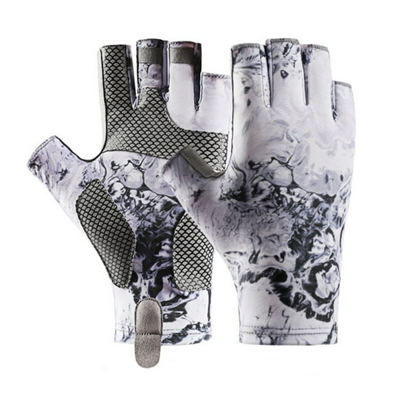 Washranp 1Pair Breathable Fishing Gloves UPF50+ Sun Gloves UV Fingerless Gloves for Men Women Outdoor Canoeing Hunting