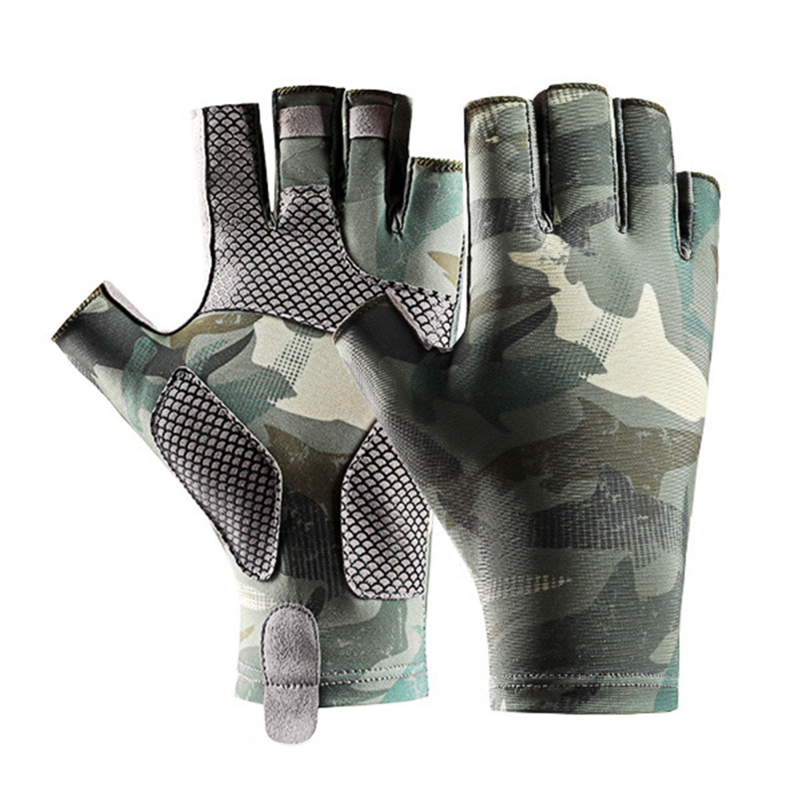 Washranp 1Pair Breathable Fishing Gloves,UPF50+ Sun Gloves UV Protection  Fingerless Gloves for Men Women Outdoor Canoeing Hunting