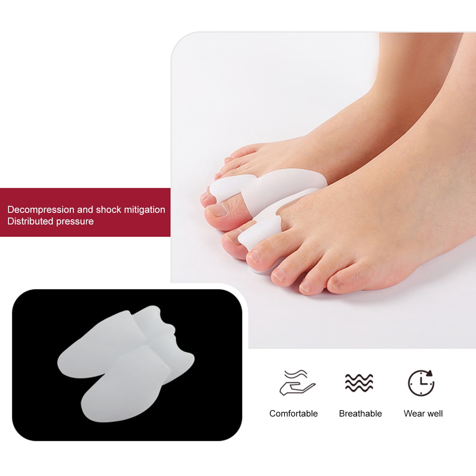 Washranp 1Pair Silicon Toe Corrector,Anti-pain Ergonomic Breathable Fix ...
