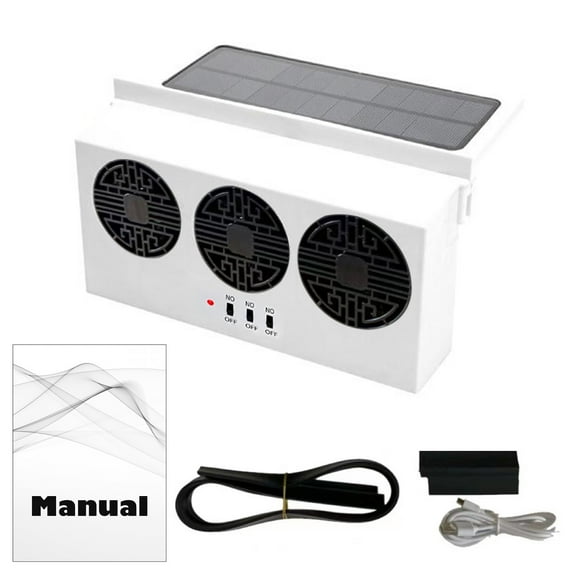 Washranp 1Set Automatic Solar Powered Car Exhaust Fan,Portable Low Noise Vehicle Ventilation Cooling Fan Energy Air Vent Radiator Fans