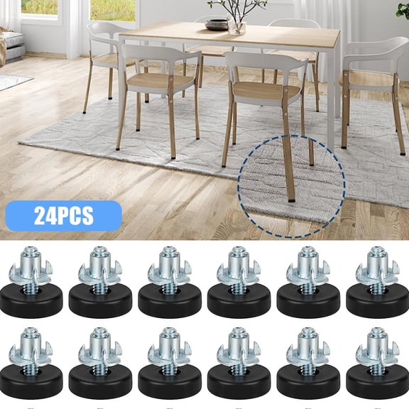 Washranp 24Pcs Thread Furniture Leveling Feet,Rustproof Heavy Duty Height Adjuster Cabinets Chairs Glide Leg Levelers Kit